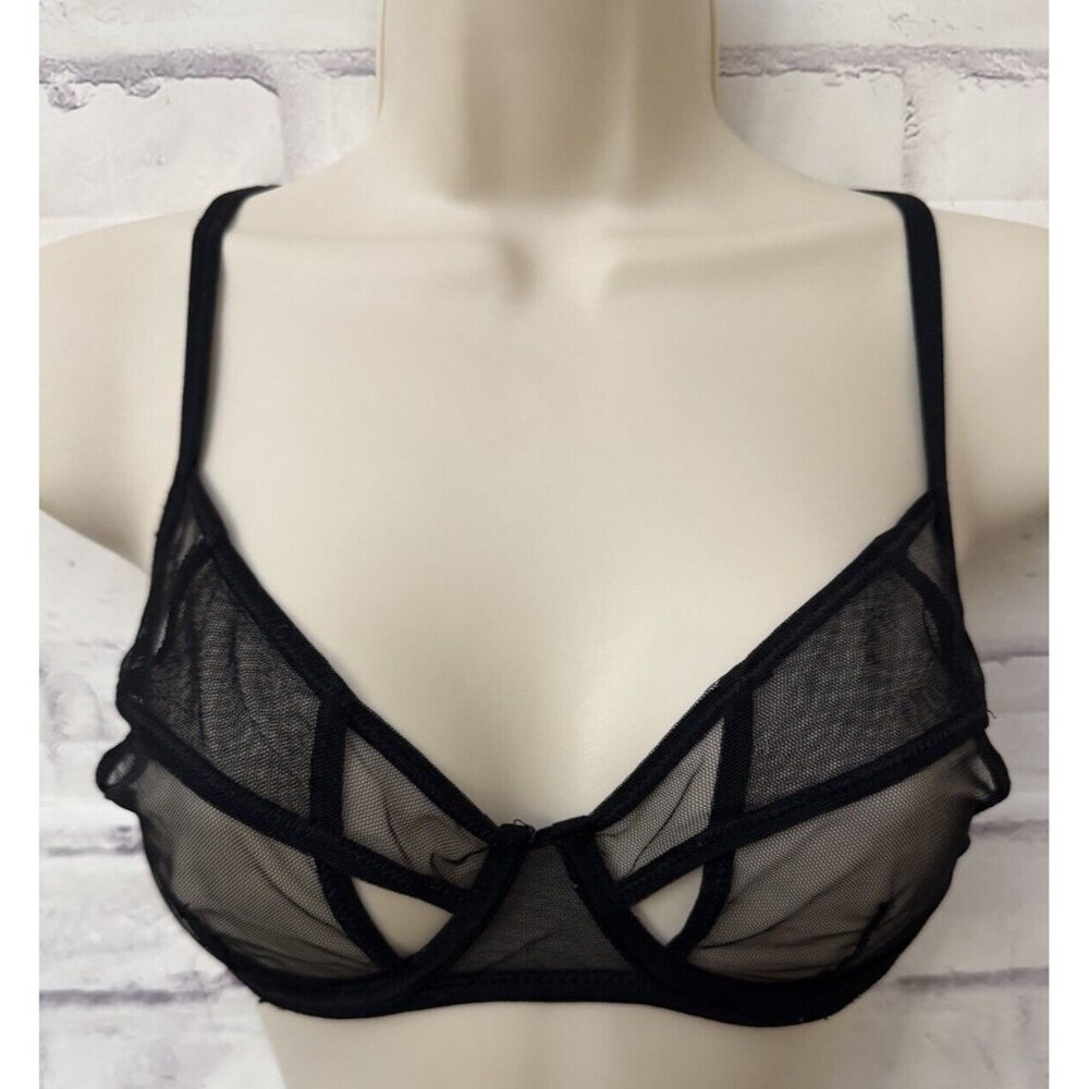 Bluebella 30DD/E Bra‎ Black Sheer Underwire Cut Outs Sexy Boudoir Lingerie